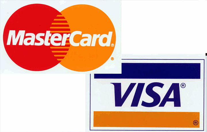 Mastercard/Visa logo. We accept credit cards, paypal, cash or check.